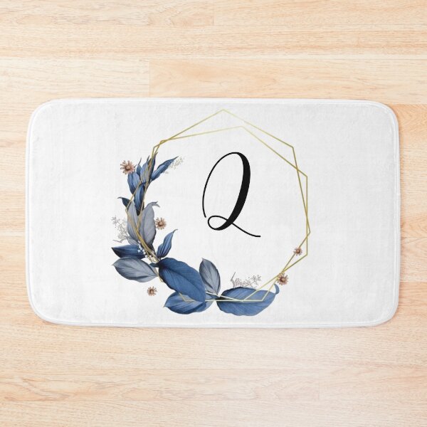 Item preview, Monogram Gold Frame with Blue Leaves | Monogram Letter Q designed and sold by JustSeasons.