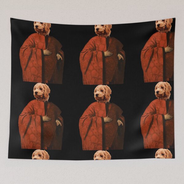 Item preview, Cute Goldendoodle Distinguish Royal Dog Pets on renaissance oil painting designed and sold by katarsisworks.
