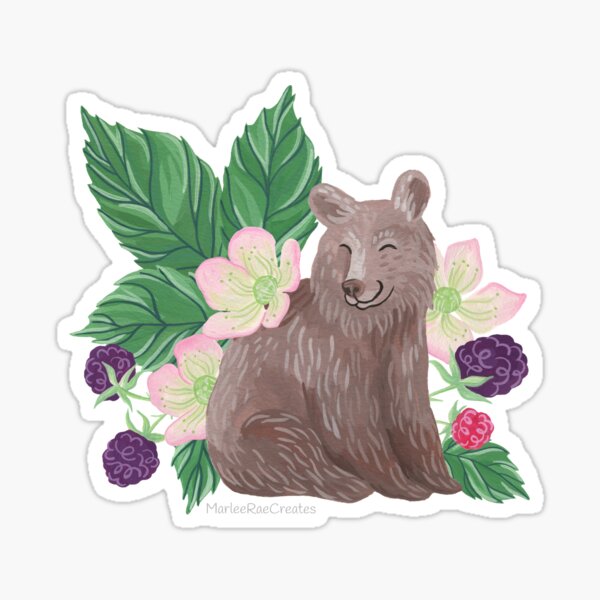 Bears & Blackberries - White Sticker