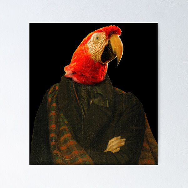 Item preview, Cute parrot Macaw Distinguish Royal Dog Pets on renaissance oil painting designed and sold by katarsisworks.