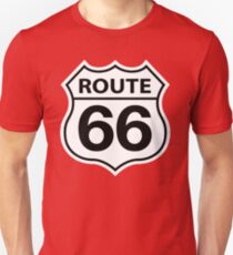 ROUTE 66 ROAD SIGN RED Slim Fit T-Shirt