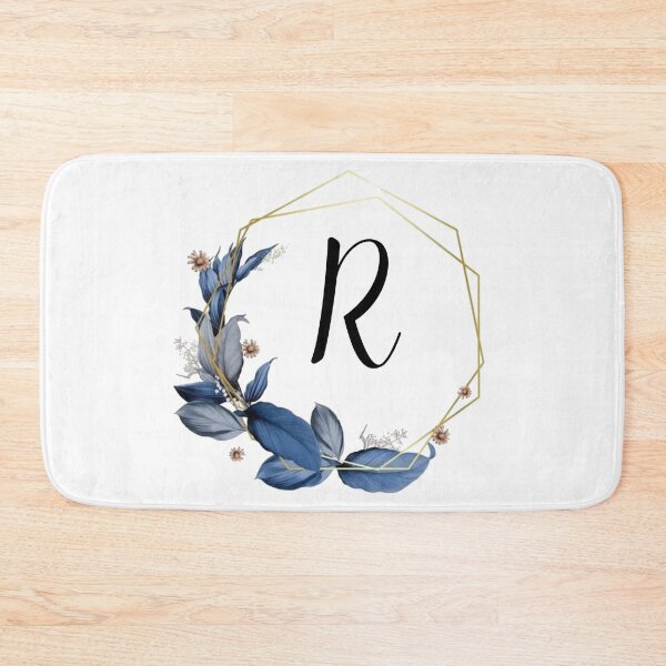 Item preview, Monogram Gold Frame with Blue Leaves | Monogram Letter R designed and sold by JustSeasons.