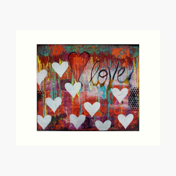 FLOATING HEARTS Abstract, Love, Valentines, Wedding, Romantic Art Print