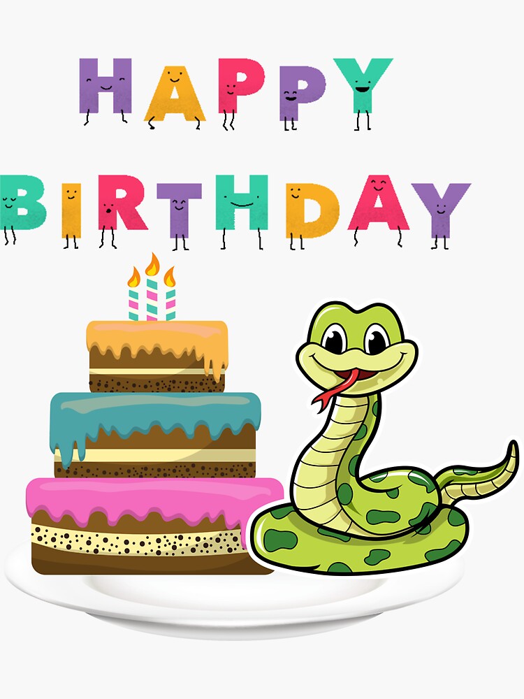 "Snake Birthday Party Kids Reptile Supplies Decorations" Sticker by