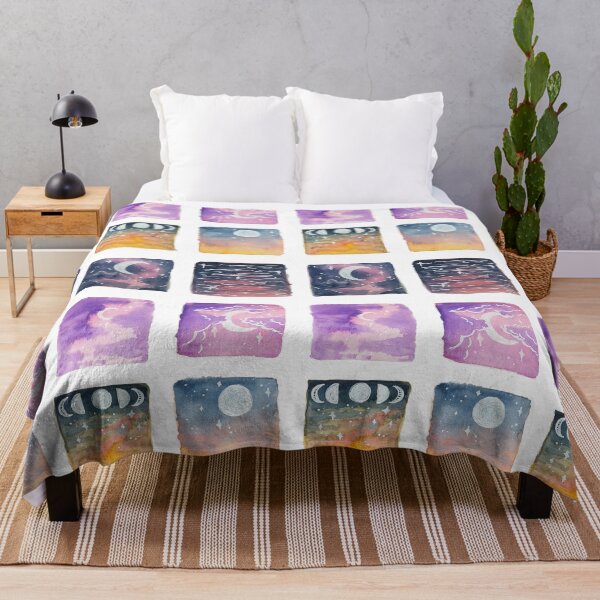 Item preview, Watercolour twilight Orange, pink, purple clouds moonlit sky moon fazes pattern sticker pack designed and sold by AJPaint.