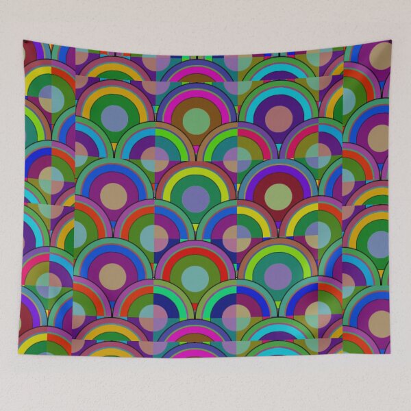 Item preview, Psychedelic Trippy Kaleidoscope Rainbow Circles Deco Retro Vintage Print Pattern designed and sold by Shayna Westfall.