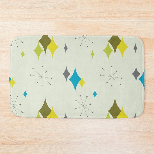 Item preview, Retro Atomic Diamonds and Starbursts Mid Century Modern Design in Green and Blue designed and sold by lovevisionkarma.