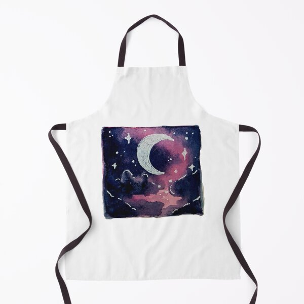 Item preview, Watercolour night half moon purple pink sky designed and sold by AJPaint.