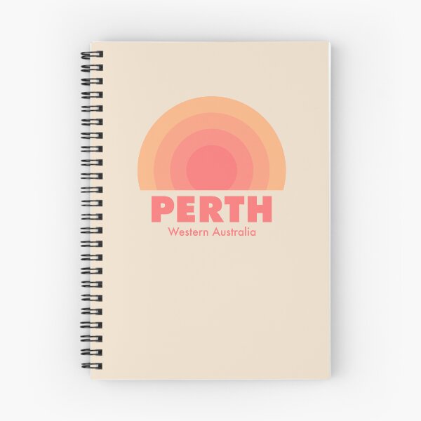 Aperçu de l'œuvre Perth Retro Rainbow Badge Orange créée et vendue par modeoftravel.