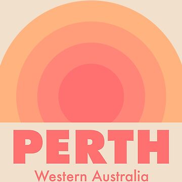 Artwork thumbnail, Perth Retro Rainbow Badge Orange by modeoftravel