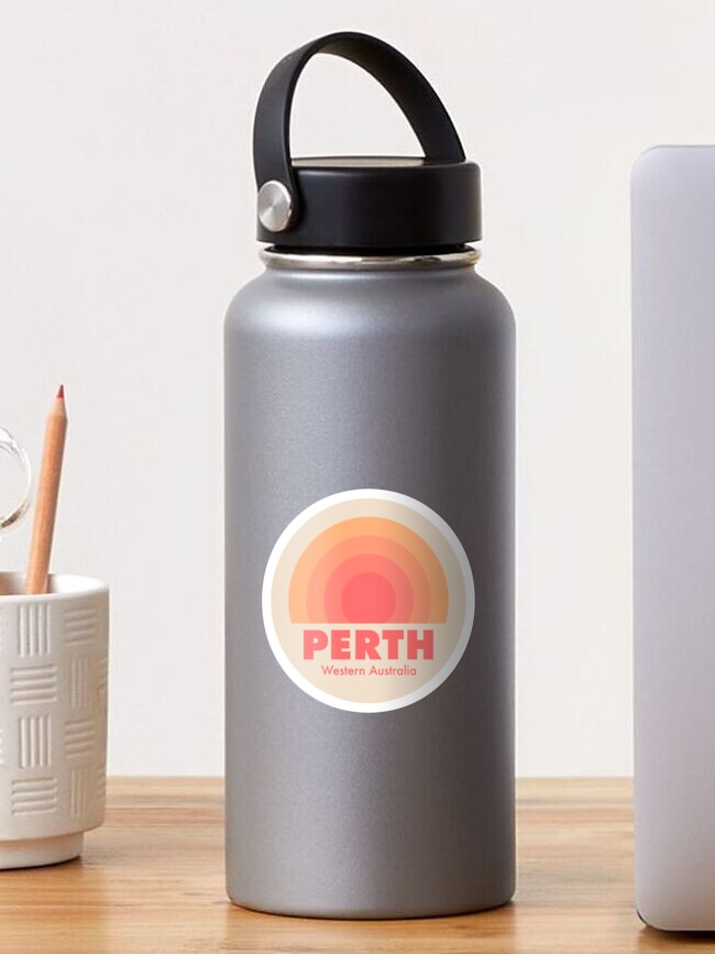 Thumbnail 1 of 3, Sticker, Perth Retro Rainbow Badge Orange designed and sold by modeoftravel.