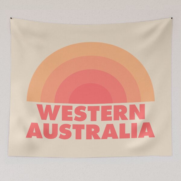 Aperçu de l'œuvre Western Australia Rainbow Retro Orange créée et vendue par modeoftravel.