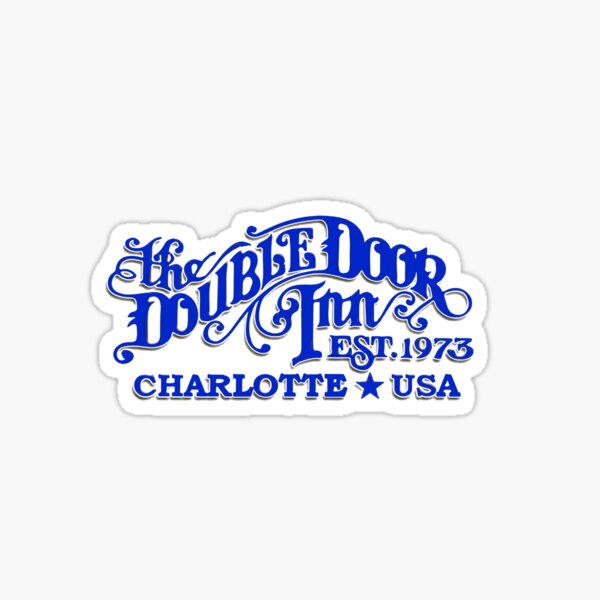 Blue font Double Door Inn Charlotte NC Sticker for Sale by SwampfoxDesign