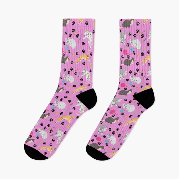 Item preview, Copy of Pattern Of Cats Playing With Toys pink version designed and sold by Cora Gregory.