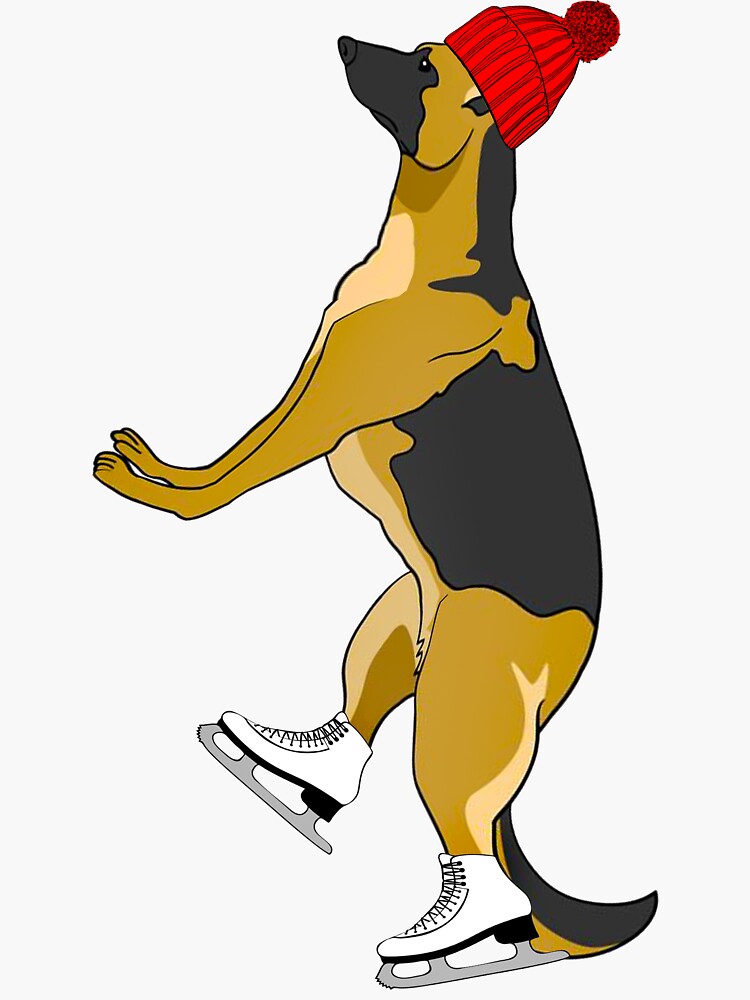 "Ice Skating German Shepherd " Sticker for Sale by Thatstuff Redbubble
