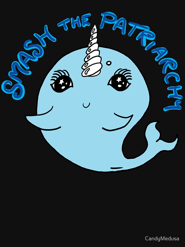 Thumbnail 7 of 7, Classic T-Shirt, Smash the Patriarchy Feminist Narwhal designed and sold by CandyMedusa.