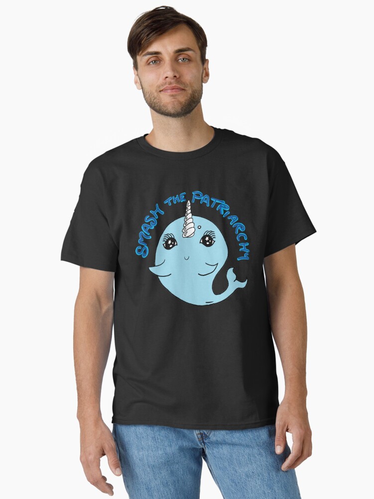 Thumbnail 1 of 7, Classic T-Shirt, Smash the Patriarchy Feminist Narwhal designed and sold by CandyMedusa.
