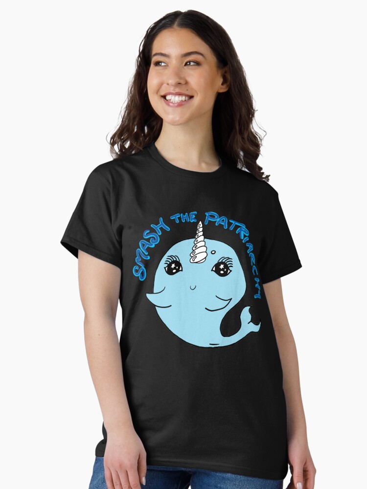 Thumbnail 2 of 7, Classic T-Shirt, Smash the Patriarchy Feminist Narwhal designed and sold by CandyMedusa.