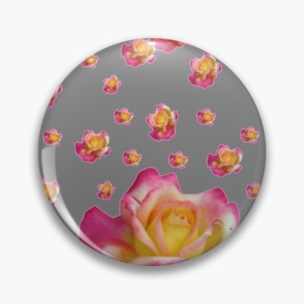 Item preview, GREY COLOR PINK GARDEN ROSE PATTERNS ART  designed and sold by sharlesart.