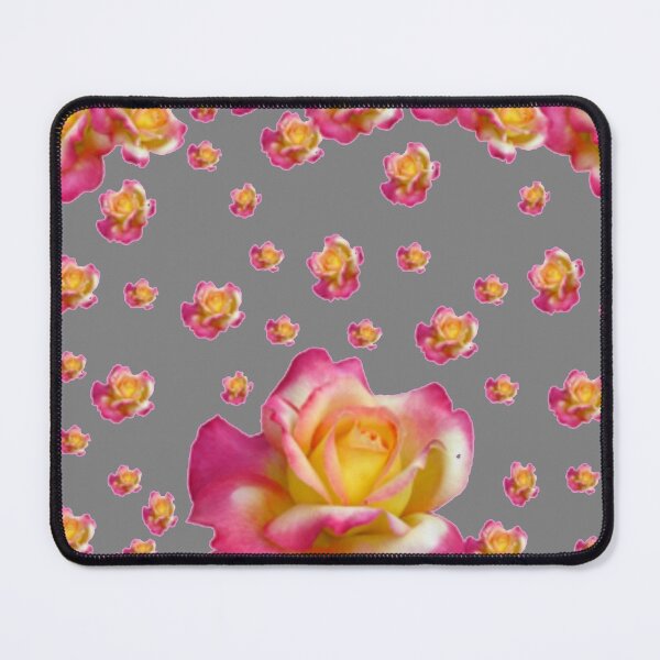 Item preview, GREY COLOR PINK GARDEN ROSE PATTERNS ART  designed and sold by sharlesart.
