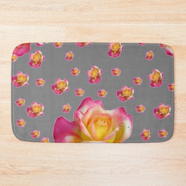 Item preview, GREY COLOR PINK GARDEN ROSE PATTERNS ART  designed and sold by sharlesart.