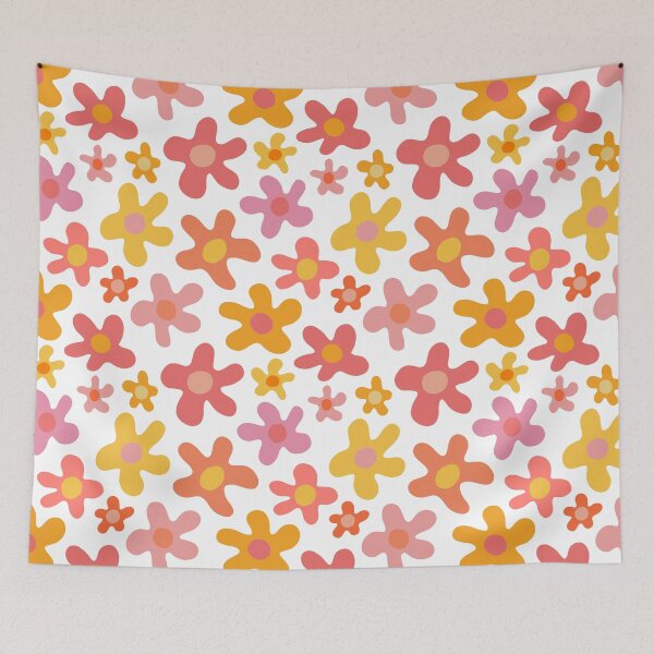 Item preview, Retro Groovy Flower Pink Orange Yellow designed and sold by GillianMeilin.
