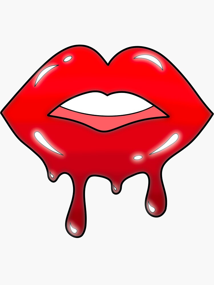 "Red Lip Drip" Sticker by LuisantStudios Redbubble