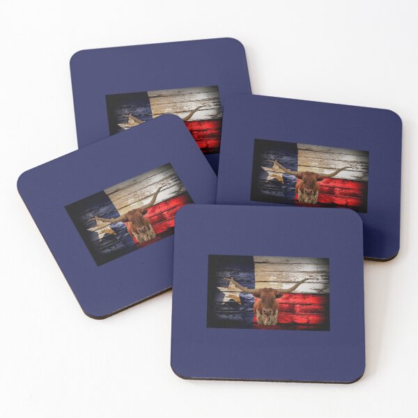 Item preview, Texas longhorn cattle on Texas flag designed and sold by Vicente Saenz jr.