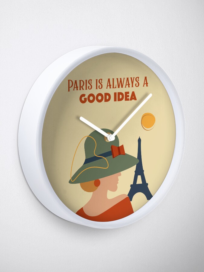 Thumbnail 1 of 4, Clock, Paris is Always A Good Idea Vintage Woman Illustration designed and sold by FoxyCreativeLtd.