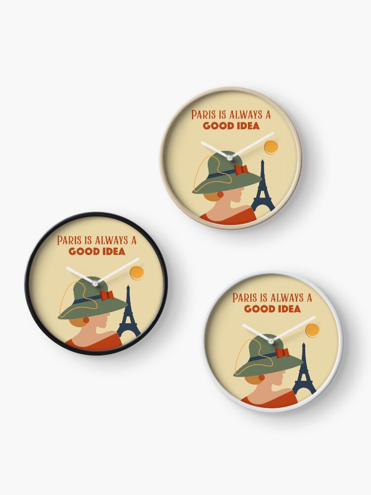 Thumbnail 3 of 4, Clock, Paris is Always A Good Idea Vintage Woman Illustration designed and sold by FoxyCreativeLtd.