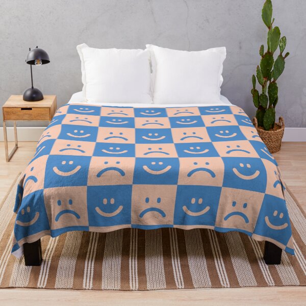 Item preview, Smilies In Square Pattern - Peachy & Soft Blue designed and sold by ZANGRAM.