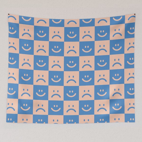 Item preview, Smilies In Square Pattern - Peachy & Soft Blue designed and sold by ZANGRAM.