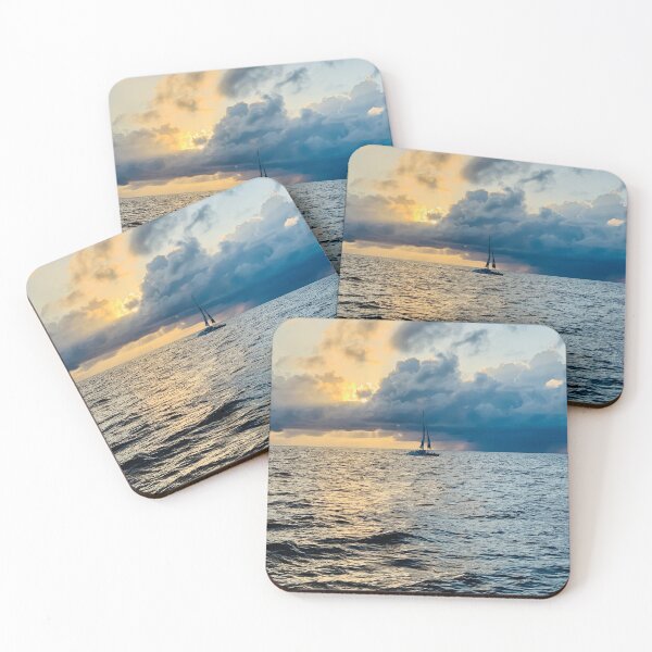 Item preview, sailboat in the water on a cloudy evening.  designed and sold by ninjapineapple.