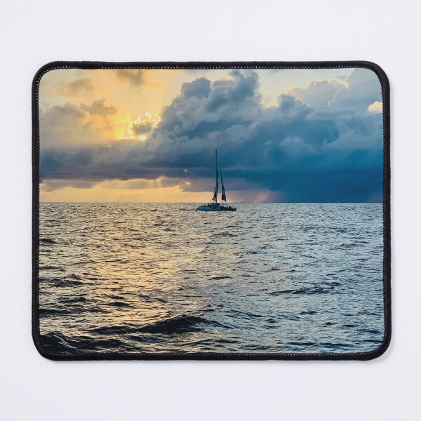 Item preview, sailboat in the water on a cloudy evening. designed and sold by ninjapineapple.