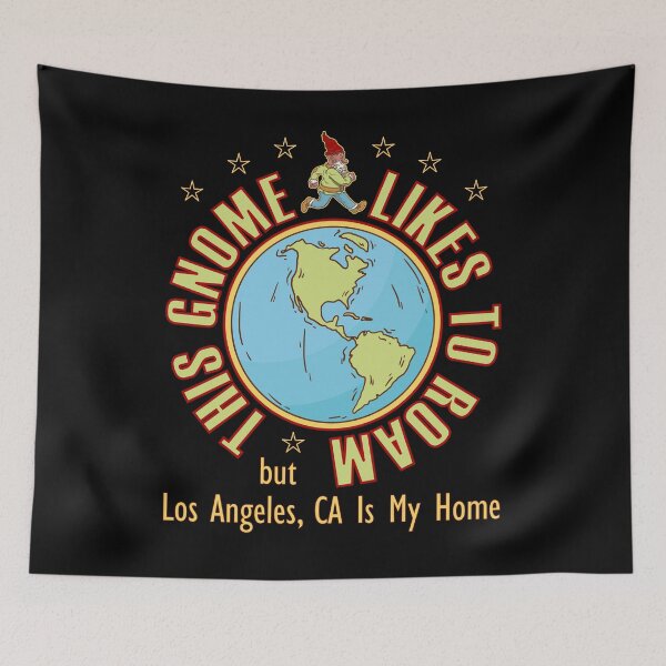 Item preview, Los Angeles CA Traveler Gnome Likes to Roam Bearded Cool Hippy Gnome designed and sold by artfulnotebook.