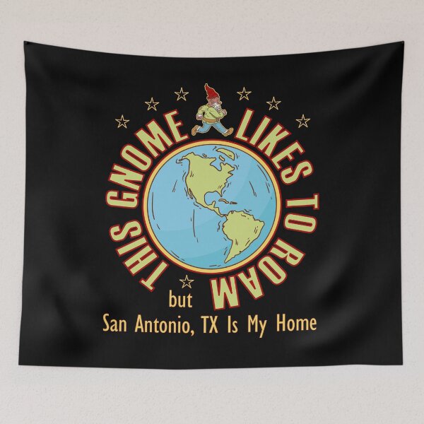 Item preview, San Antonio TX Traveler Gnome Likes to Roam Bearded Cool Hippy Gnome designed and sold by artfulnotebook.