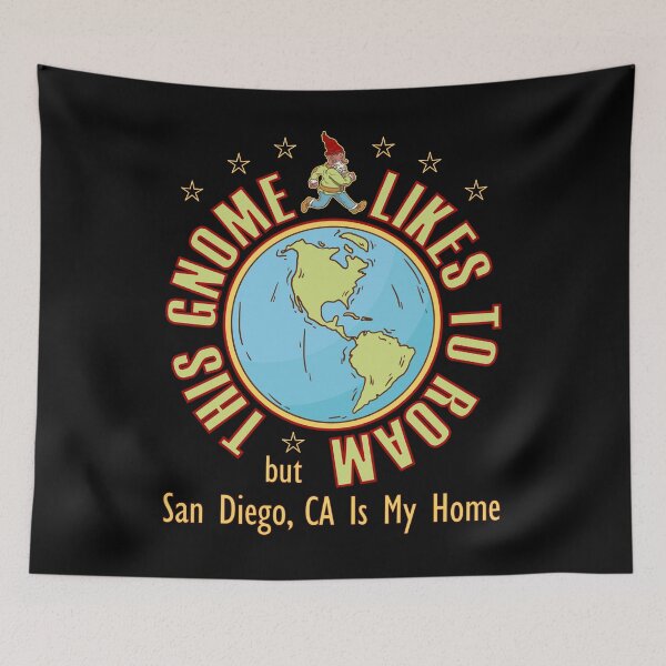 Item preview, San Diego CA Traveler Gnome Likes to Roam Bearded Cool Hippy Gnome designed and sold by artfulnotebook.