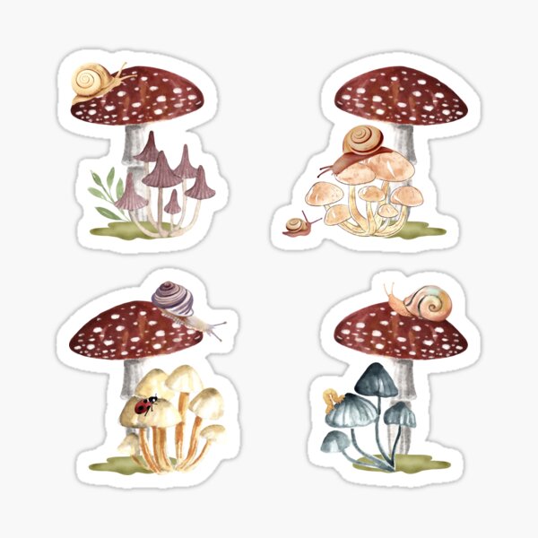 Item preview, Amanita Mushrooms and Snails - Cottagecore Cute Bugs and Critters designed and sold by SeasonsChange-.