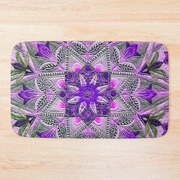 Item preview,  Quilt, quilt pattern, floral quilt, Japanese quilt, quilted blanket, purple pink green designed and sold by Nostrathomas66.
