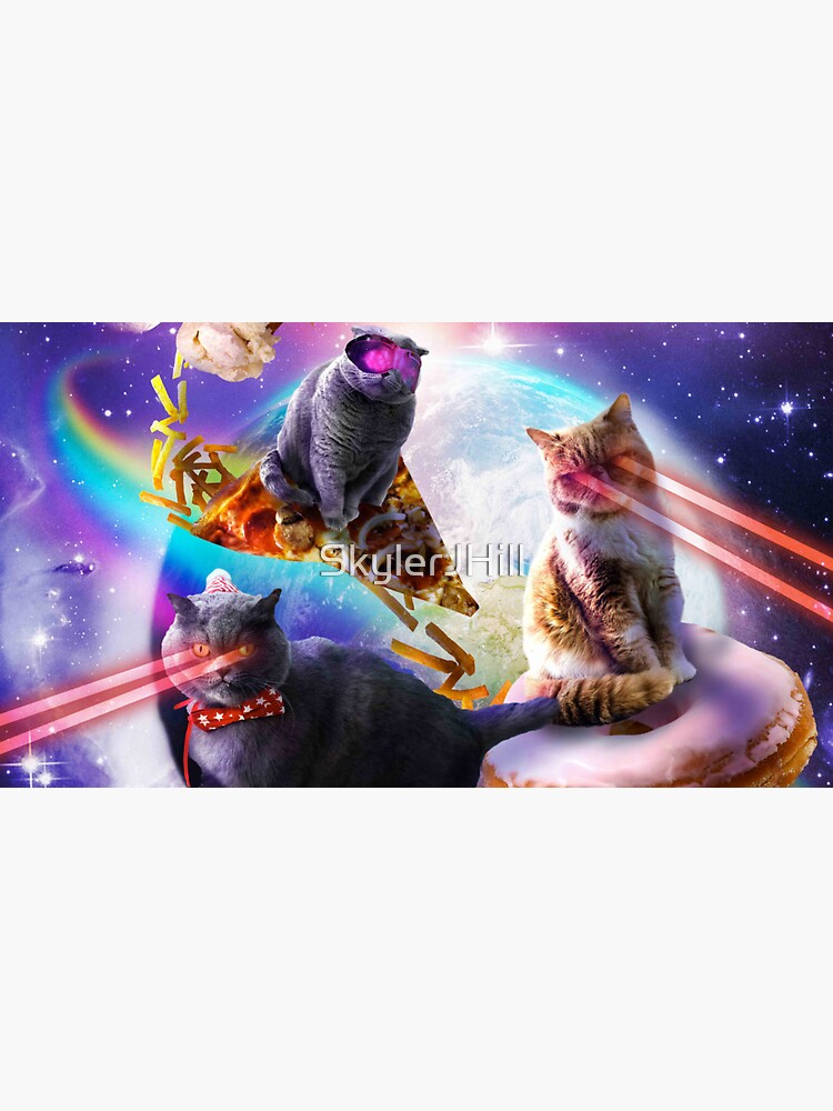Galaxy Laser Space Cat On Burger Pizza Donut Ice Cream
