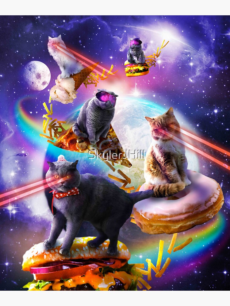 Galaxy Cat Pizza DJ Sticker Space Cat Sticker Funny Sticker 