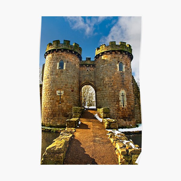 Whittington Castle gatehouse with snow Poster