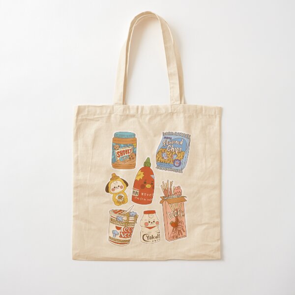 Cute Bangtan Baby Food Art Aesthetic Full Piece Cotton Tote Bag
