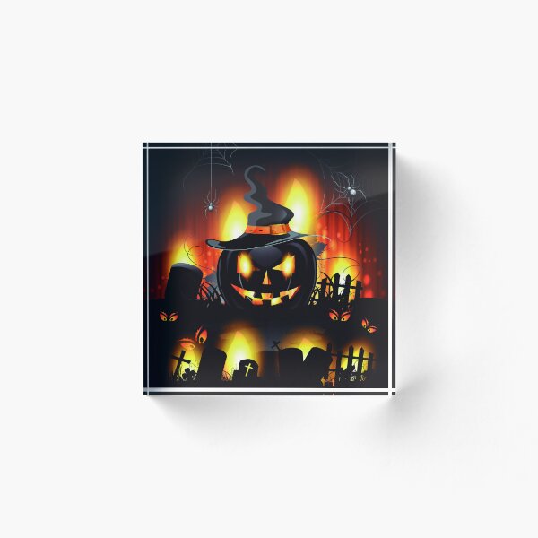 Aperçu de l'œuvre Art d'halloween tête de citrouille au cimetière créée et vendue par StudioArtSP.