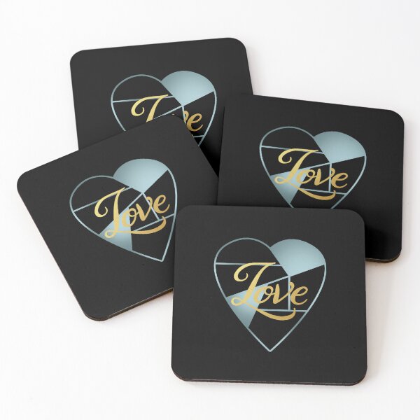 Item preview, Metallic Love (Aqua on Black) designed and sold by PawsitiveMum.
