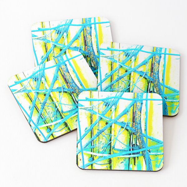 Item preview, Abstract Bamboo fance Turquoise-yellow colors by Iritof designed and sold by iritof.