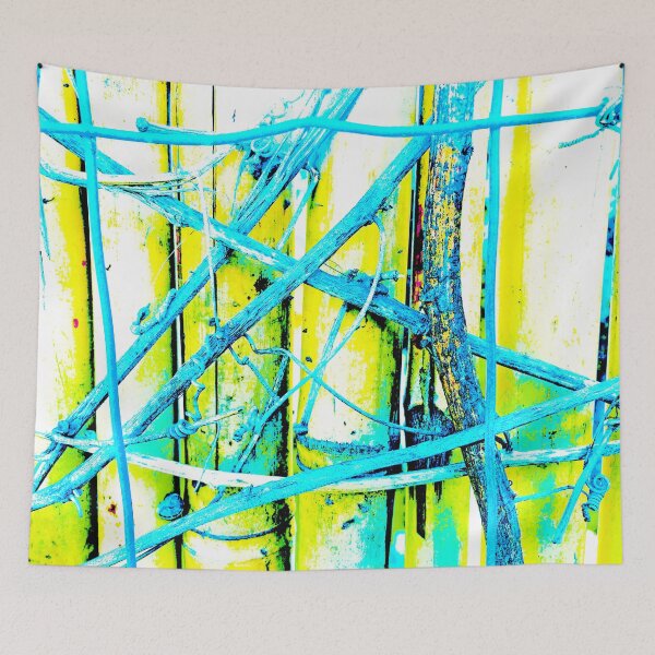 Item preview, Abstract Bamboo fance Turquoise-yellow colors by Iritof designed and sold by iritof.