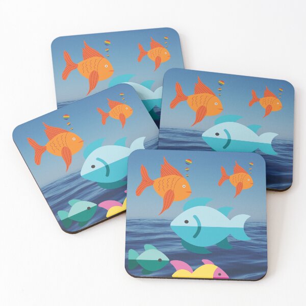 Item preview, Colourful pink yellow and golden fishes in the ocean designed and sold by ThamaraiSelvi.