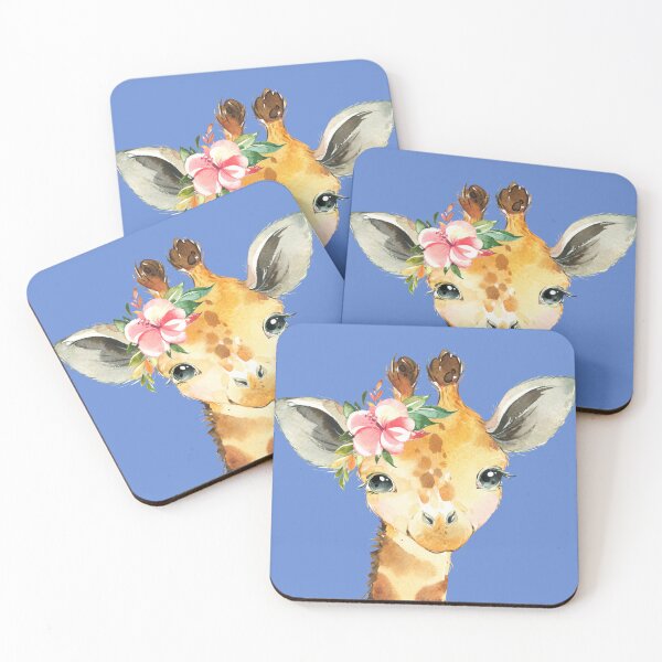 Item preview, A Cute Giraffe Baby With Beautiful Flowers designed and sold by hurmerinta.