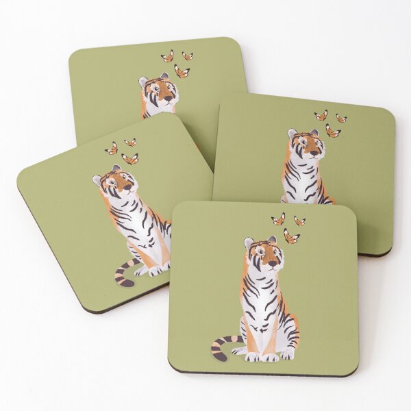 Item preview, Tiger with butterflies paper cut art illustration designed and sold by NattyDesigns.